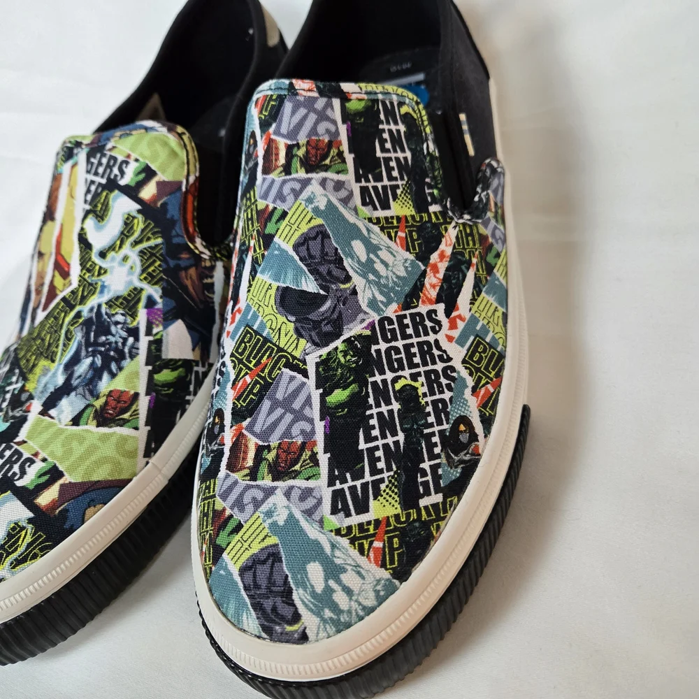 Toms X Marvel Men's Black Avengers Baja Limited Edition Slip-on Shoes 10M NWOT‎